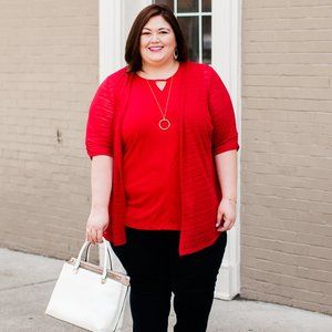 Catherines Plus Size Red Cardigan Set 26/28